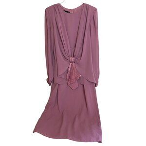 Ursula of Switzerland Mauve Pink Dress with Satin Bow 9/10 Vintage